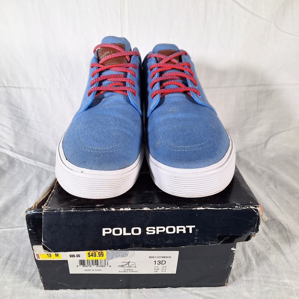 Mens Polo Sport Faxon Mid Blue  Canvas Casual sneakers sz.13